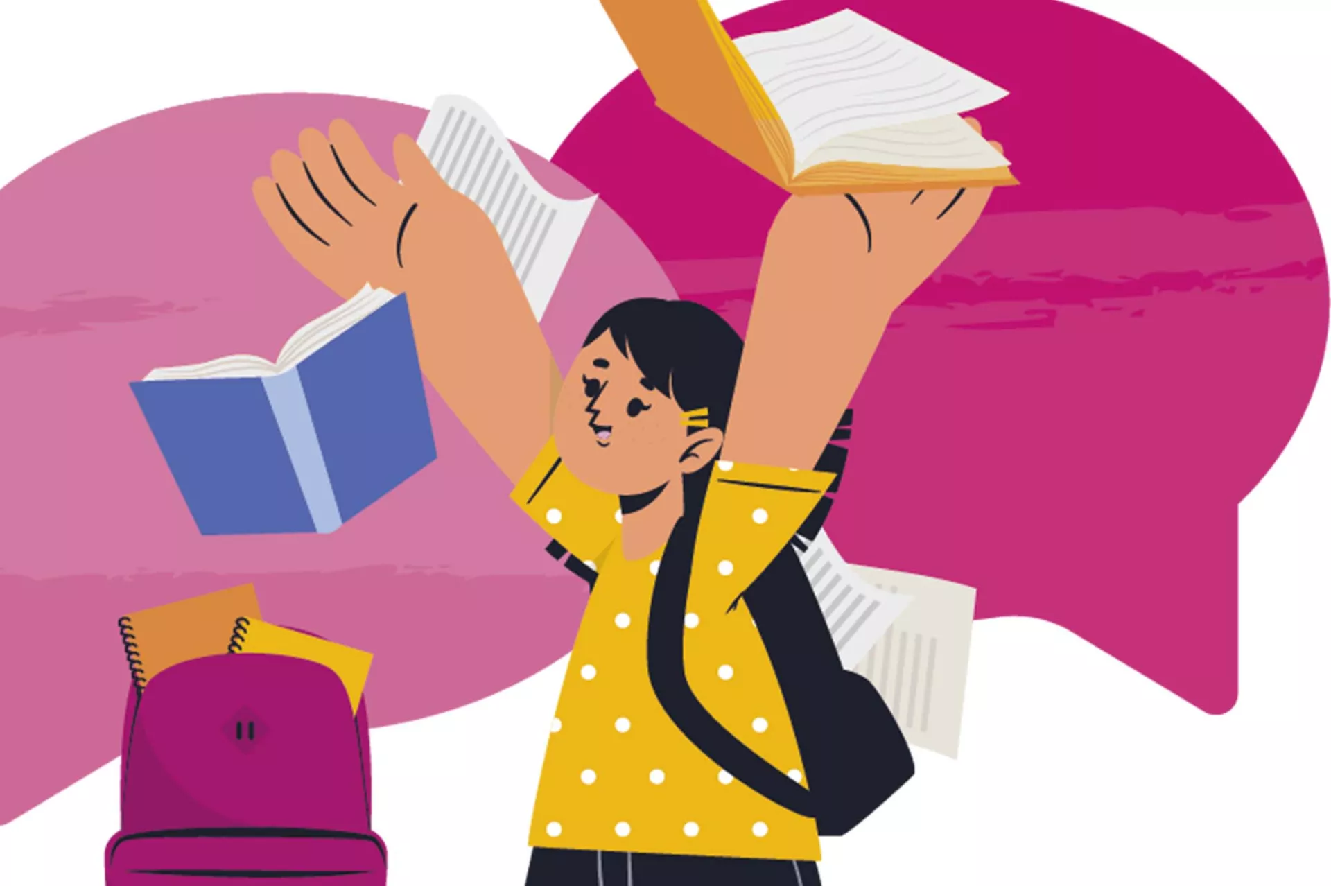 illustratie van een pratende leerling