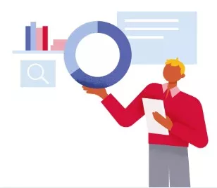 illustratie van die cirkeldiagram omhoog houdt