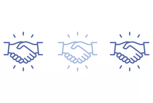 icoon ter illustratie: 2 handen in elkaar
