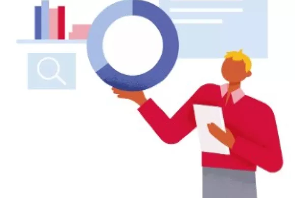 illustratie van die cirkeldiagram omhoog houdt