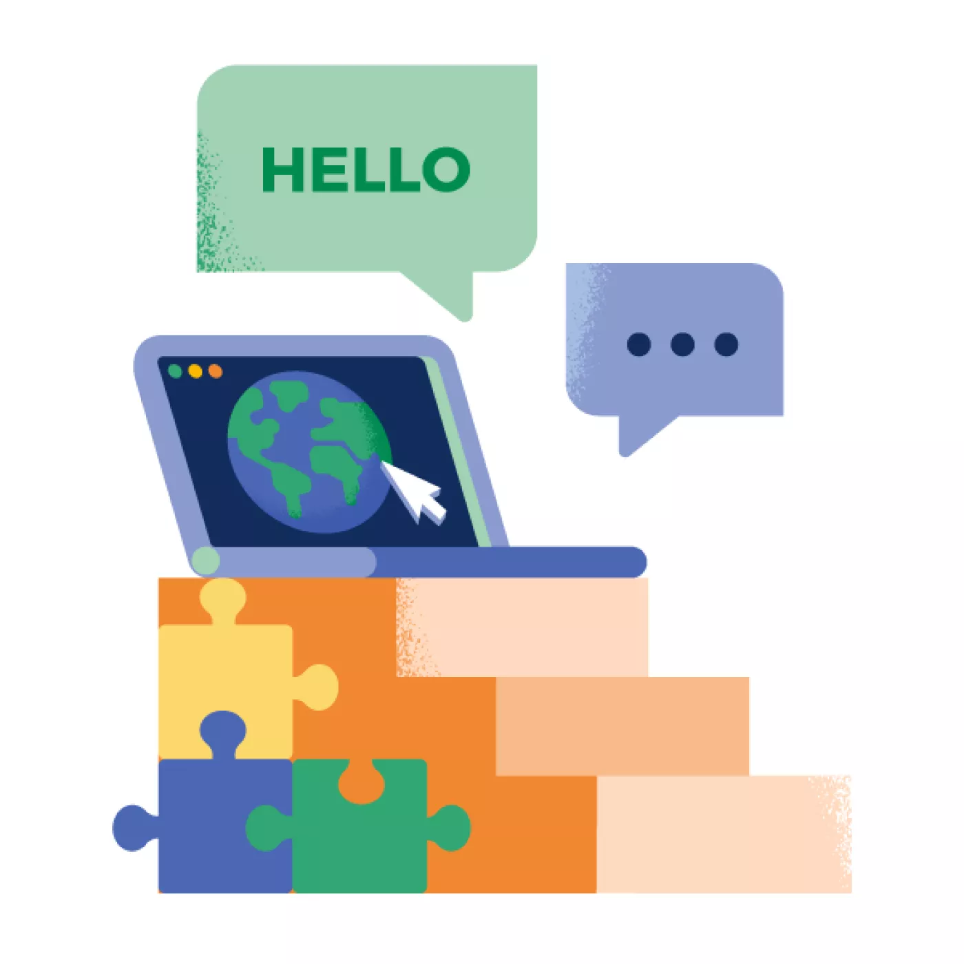 Interactie met daarbij een laptop en puzzelstukken