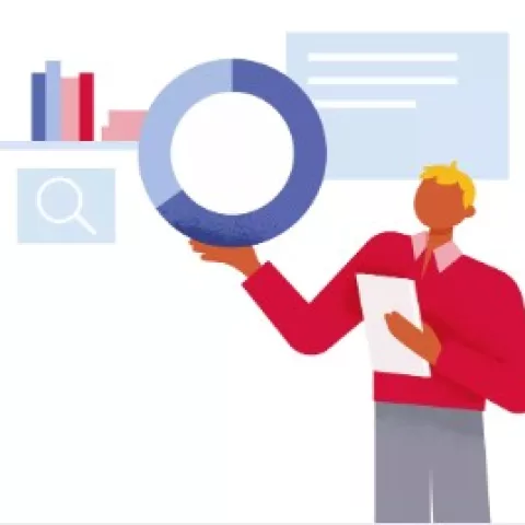 illustratie van die cirkeldiagram omhoog houdt