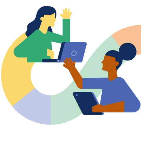 Illustratie van twee communicerende mensen