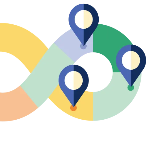 Illustratie van drie locatietekens