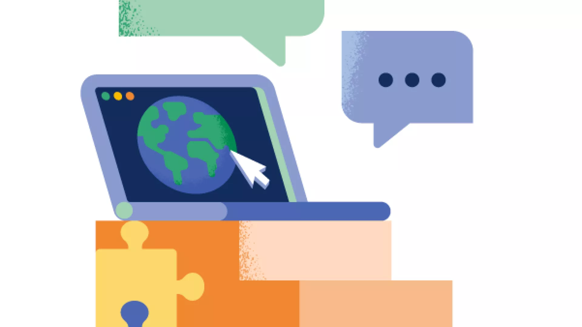 Interactie met daarbij een laptop en puzzelstukken